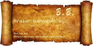 Braier Barnabás névjegykártya